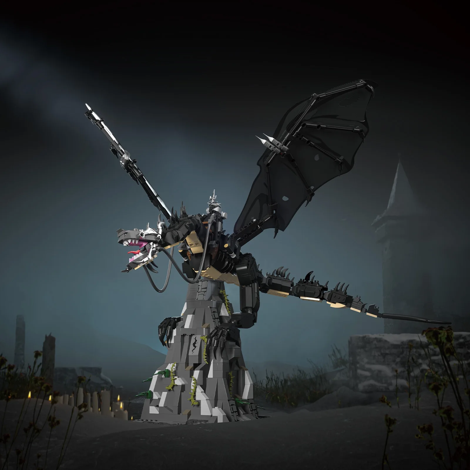 MOC حلقات سقط الوحش اللبنات UCS الإبداعية عرض نموذج لوردز الدائري الروبوت شبح الشر الطوب لتقوم بها بنفسك تجميع لعبة هدية