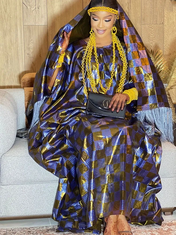 

Рамаданское платье-кафтан для женщин, африканское платье-бубу в стиле дашики, наряд для праздника Ид, длинное платье из мягкого хлопкового брокада с вышивкой