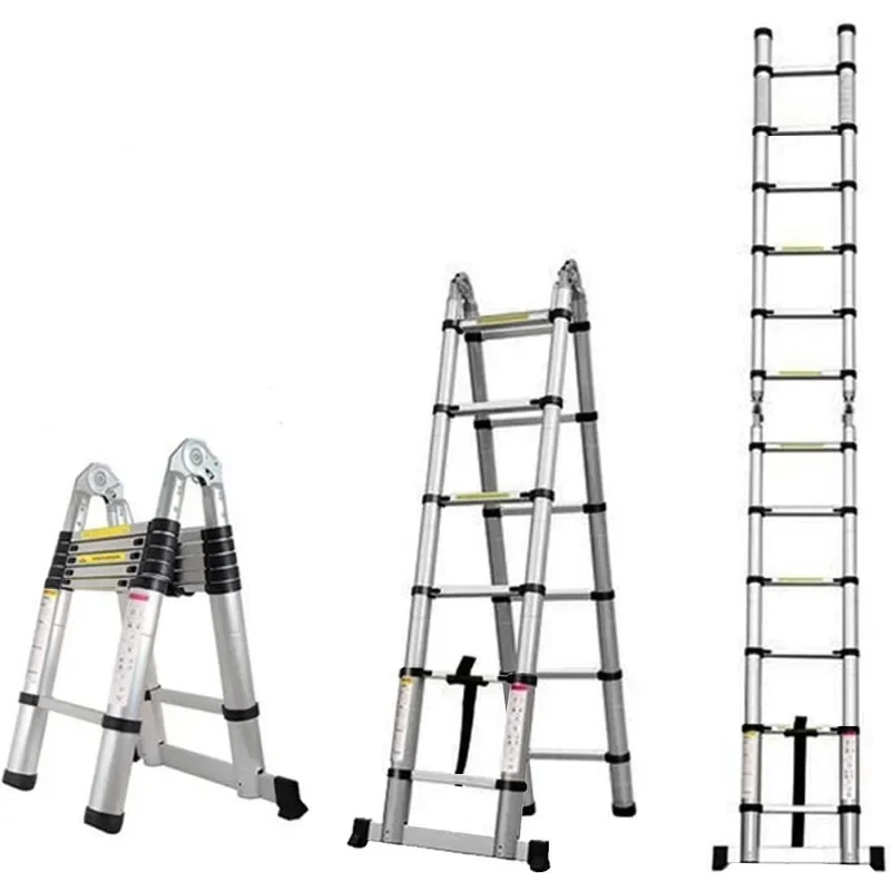 Telescoping Ladder 12.5FT, Extension Step Ladders One Button Retraction, Aluminum Collapsible Ladder Slow Down Design