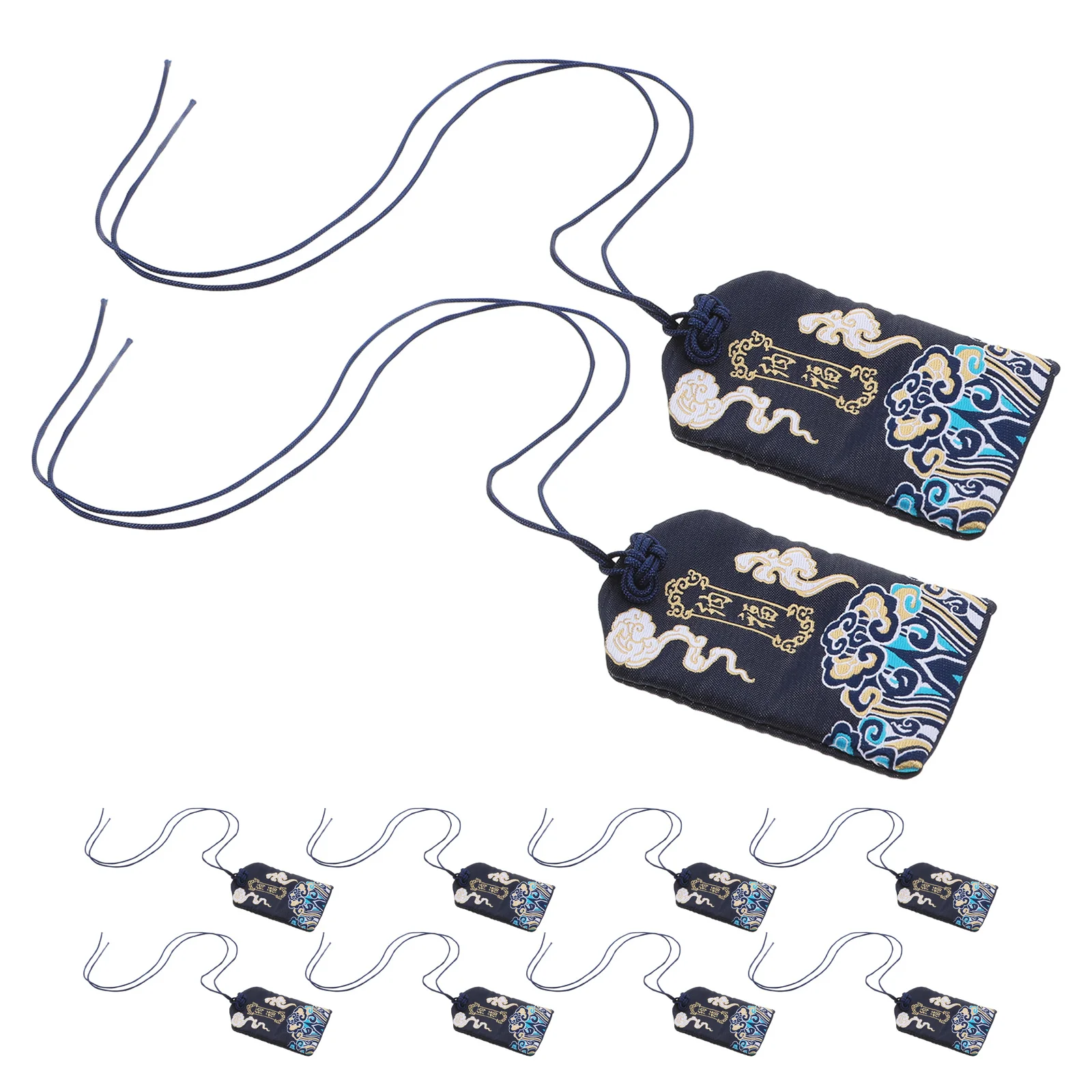 

10Pcs Lucky Bag Charm - Japanese Omamori Amulet for Good Luck - Handcrafted Brocade Pendant Car Office Home Study Protection