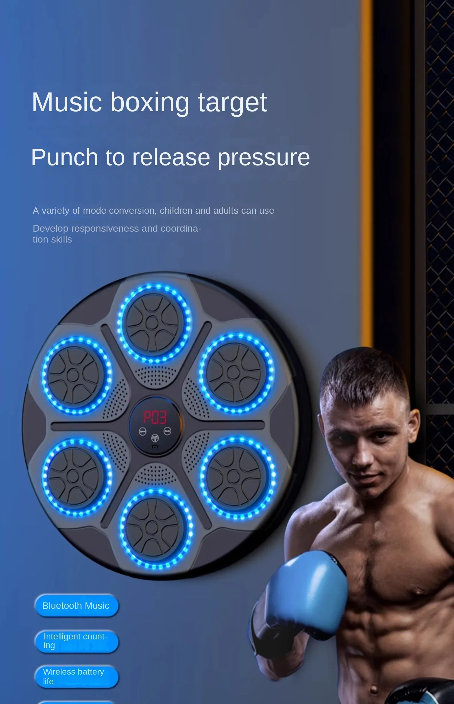 Intelligent Music Boxing Machine Household Adult Wall Target Children\'s Percussion Response Indoor Electronic Target Sanda