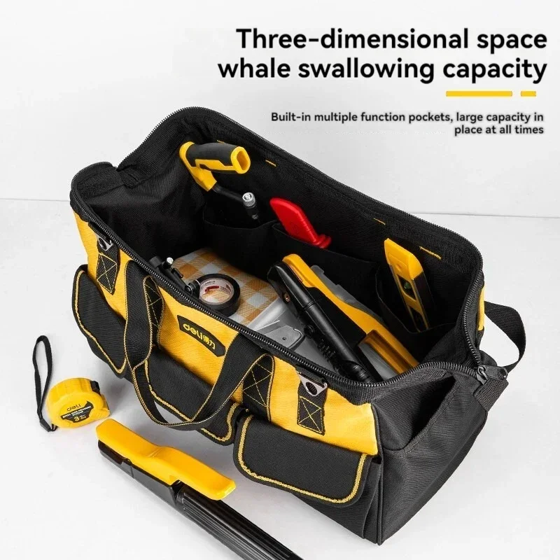 

Deli Tool Kit Durable Carpentry Electrician Canvas Tool Bag Portable Multi Functional Maintenance Hardware Storage Bag