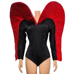 Sparkly Rhinestones Bodysuit Exaggerated Stage Performance Clothing Women Nightclub Dancer Singer Concert Drag Queen Costume