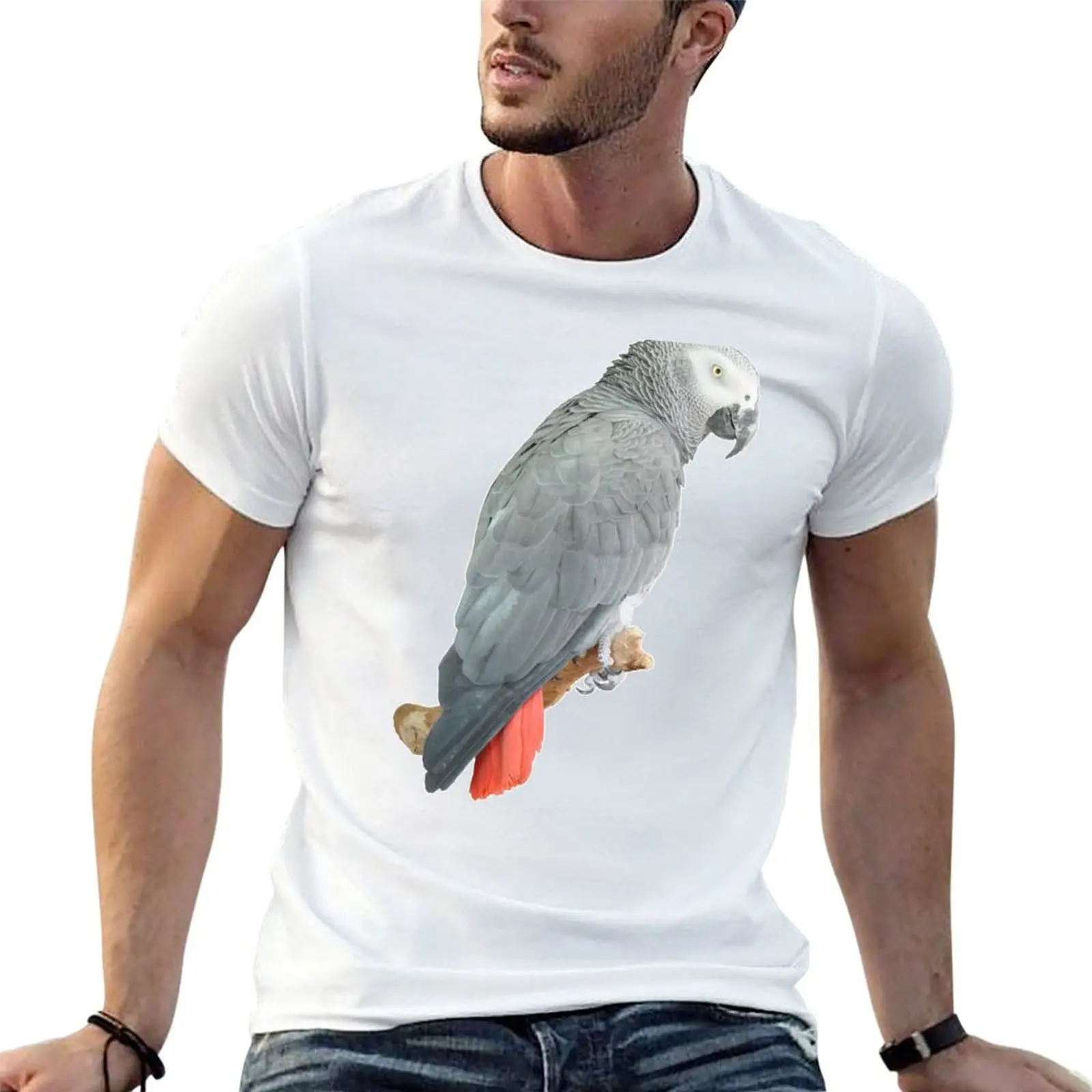African Grey Parrot T-Shirt Water Resistant Casual T-Shirt