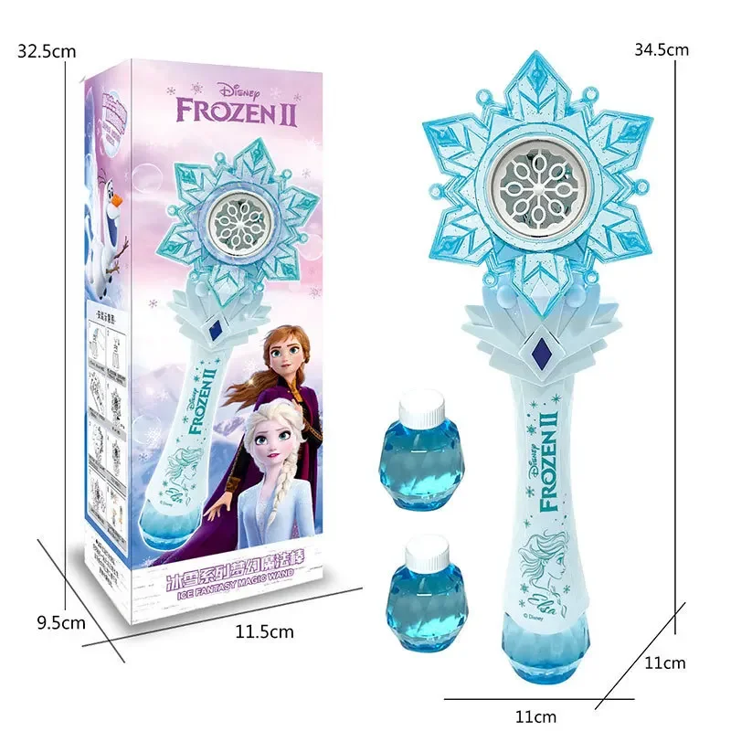 Disney bonito Frozen Windmill Bubble Stick Iluminação Automática Música Fairy Stick Bubble Toy Girl Toy sem bolha líquida