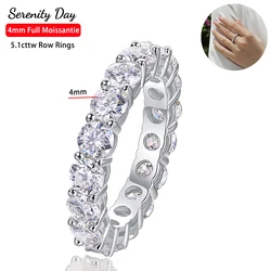 Serenity 3mm 4mm 5mm D Color All Moissanite Rings For Women Man Gift S925 Sterling Silver Row Rings Plated 18K Jewelry Wholesale