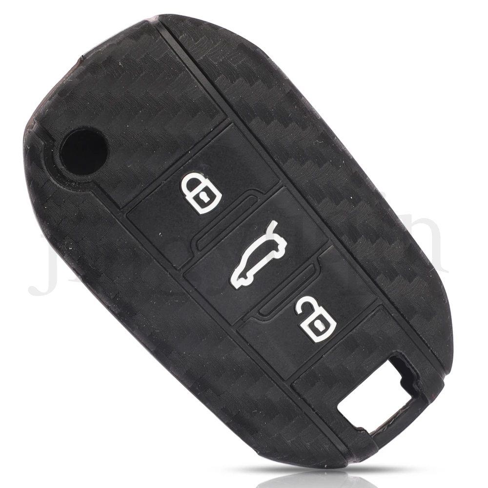 jingyuqin Silicone Case For Citroen C-Elysee C4 Cactus C3 Peugeot 208 2008 301 308 508 5008 RCZ Expert 3 Buttons Car Key Cover