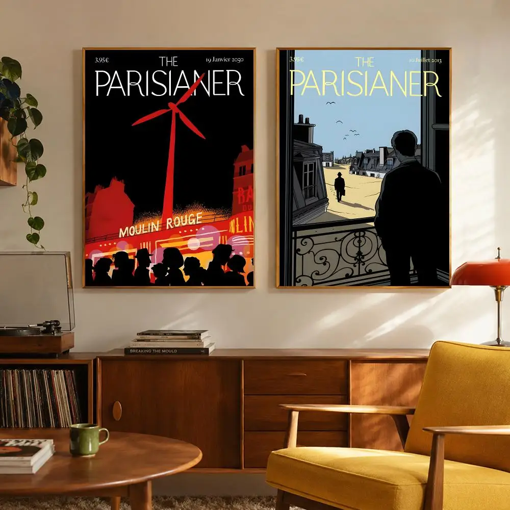 Art Illustration T-The Parisianer Poster Digital Solvent Print Waterproof PP Fade-Resistant Wall Art Room Decor Gift