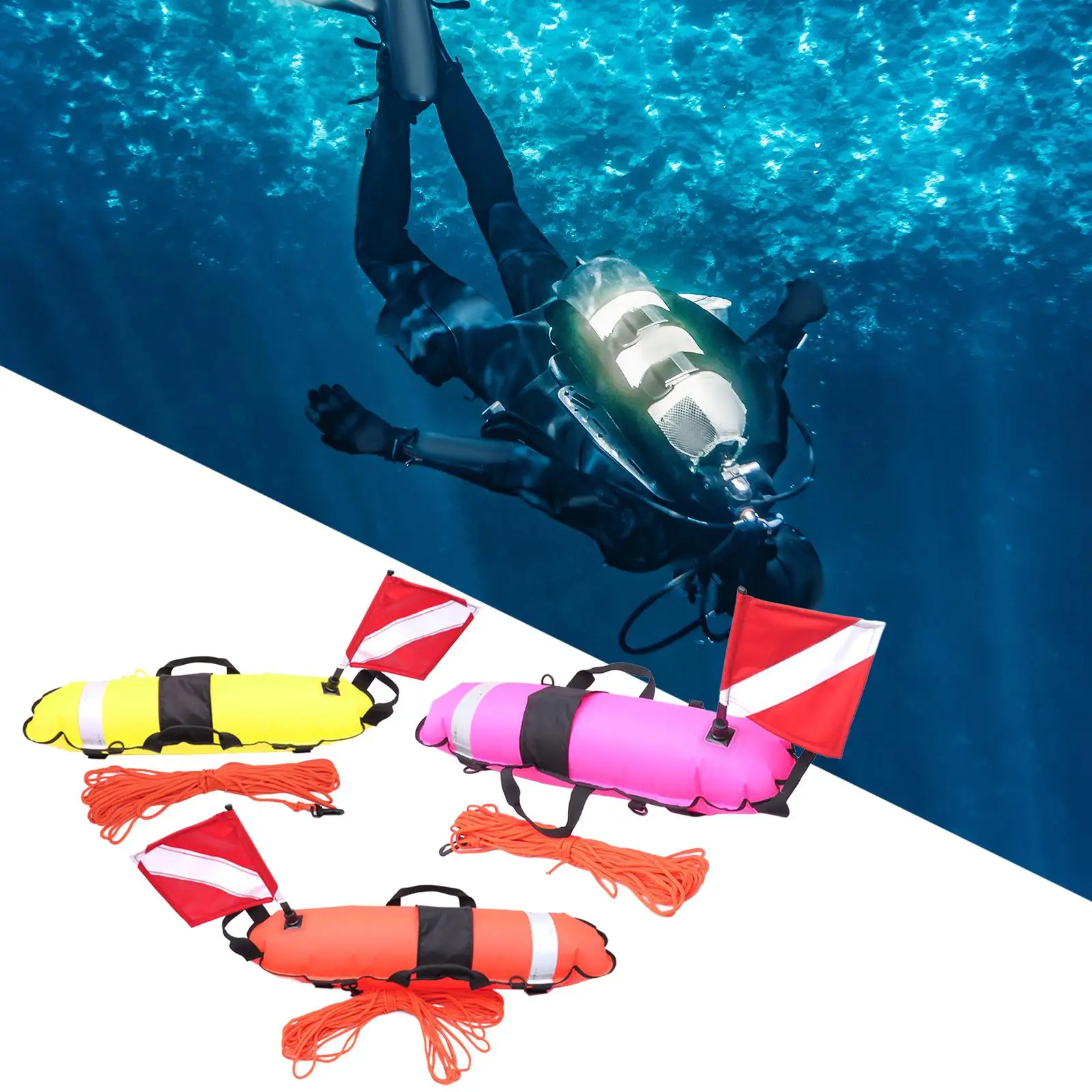 Diving Buoy Marker with Dive Flag Gear for Spear Fishing Scuba Diving