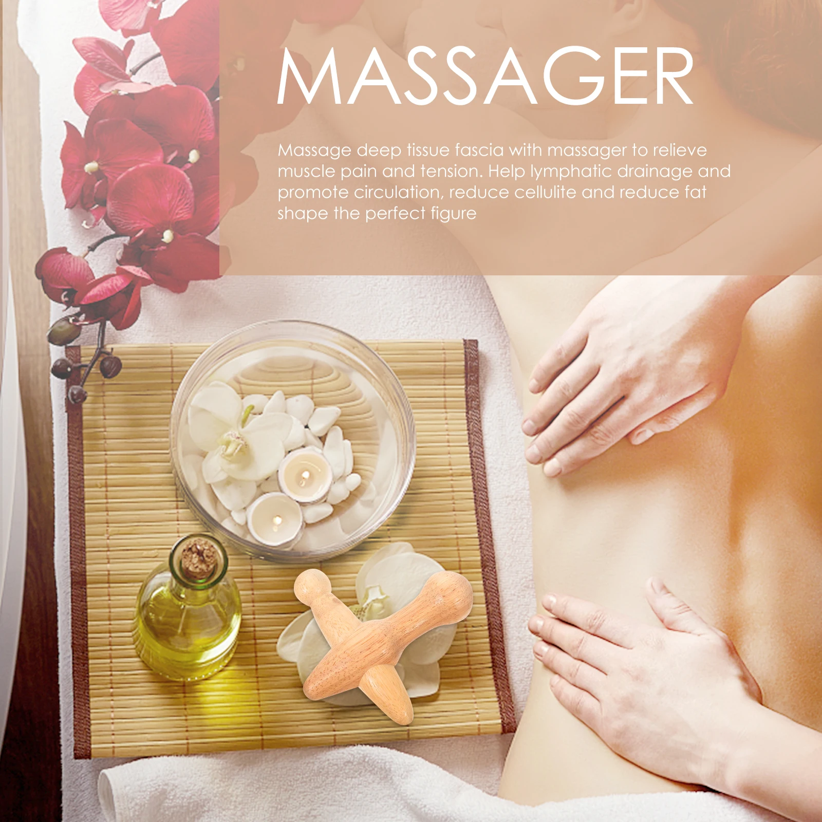 

Portable Massage Acupoint Massager Double sided Bar Foot Body Wooden Sticks Household Travel Lightweight