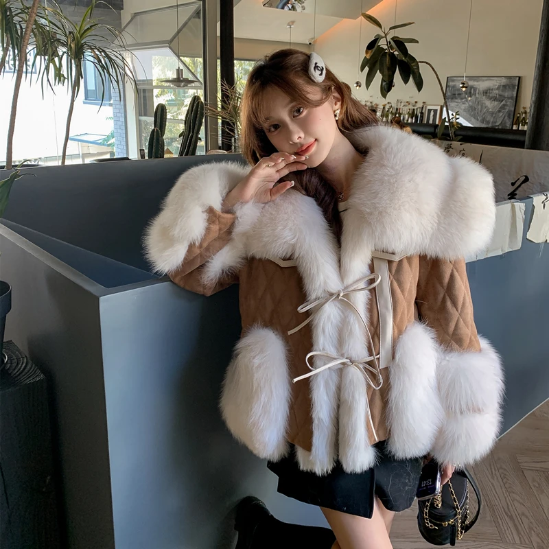 Winter New Fox Fur Fur Women's Mid-Length Parka down Jacket Young Big Fur Collar Coat