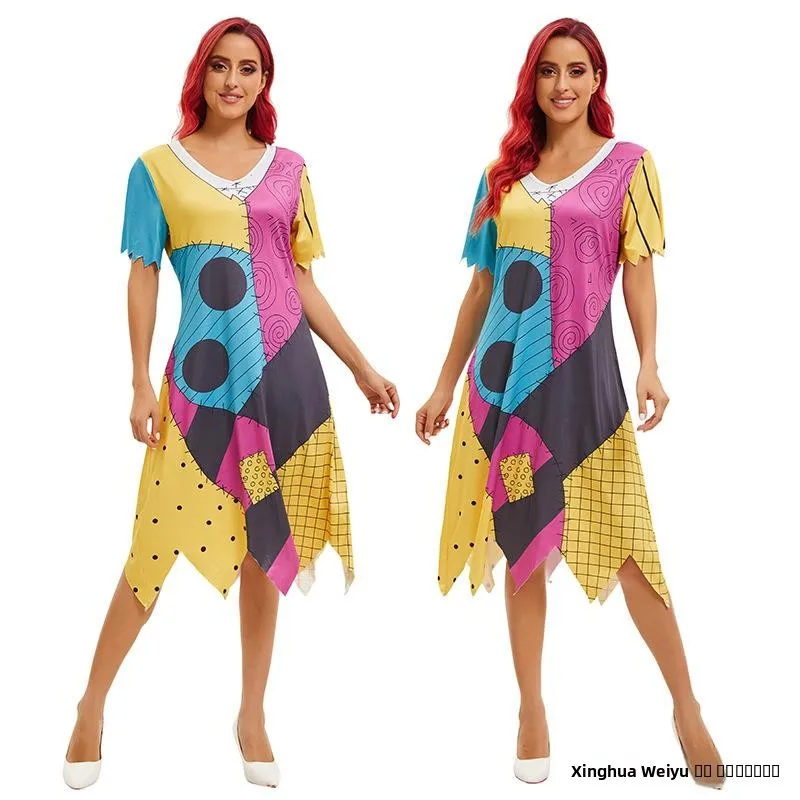 

Трансграничный Хэллоуин Cisas Nightare до костюма Cisas Dr Layering Role-Plang Женская этническая сценическая одежда