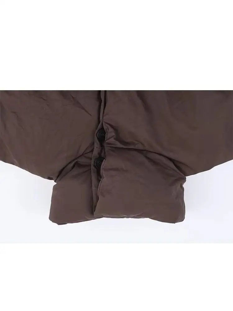 

HH модная женская повседневная хлопковая одежда с длинными рукавами, однобортная коричневая короткая куртка на шнуровке, зимнее женское пальто с высоким воротником