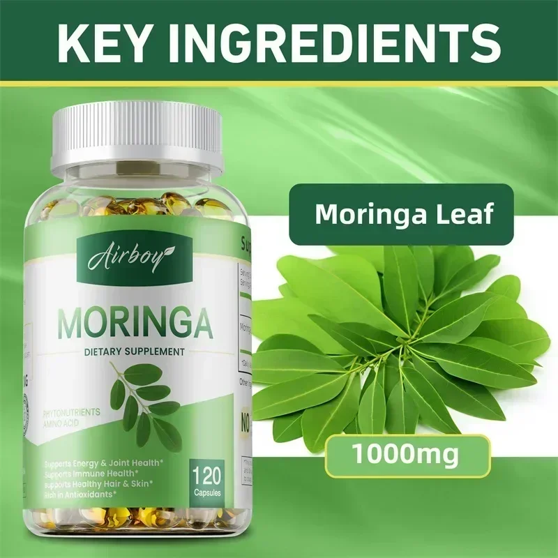 

Moringa Supplements - Support Brain, Sleep, Immune, Enhances Memory, Metabolism, for Healthy Skin, Joints, HairSupplement