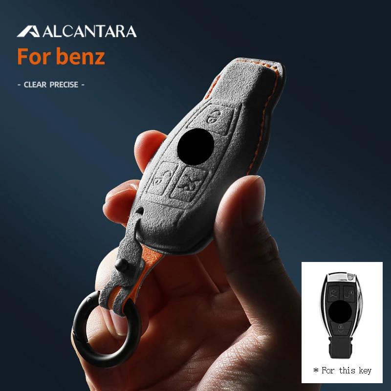 Alcantara Car Key Case Cover Holder For Mercedes Benz A B C E S Class GLC CLE CLA GLB GLS W177 W205 AMG W213 X167 W222