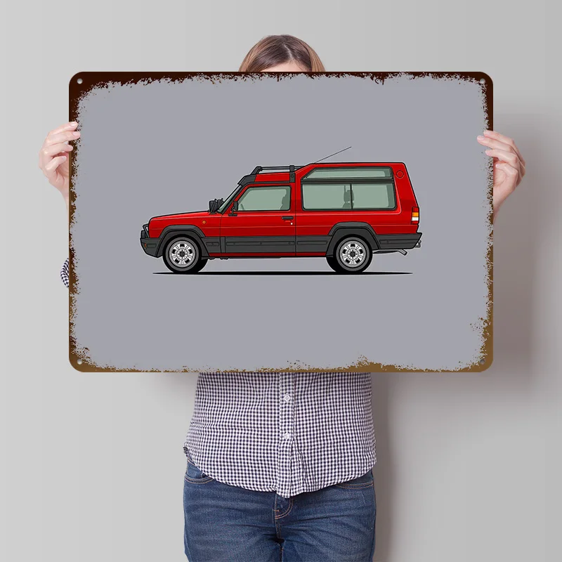 Póster impreso con perfil lateral de Talbot Matra Rancho, arte de pared personalizado, letreros de metal retro vintage para decoración estética del hogar