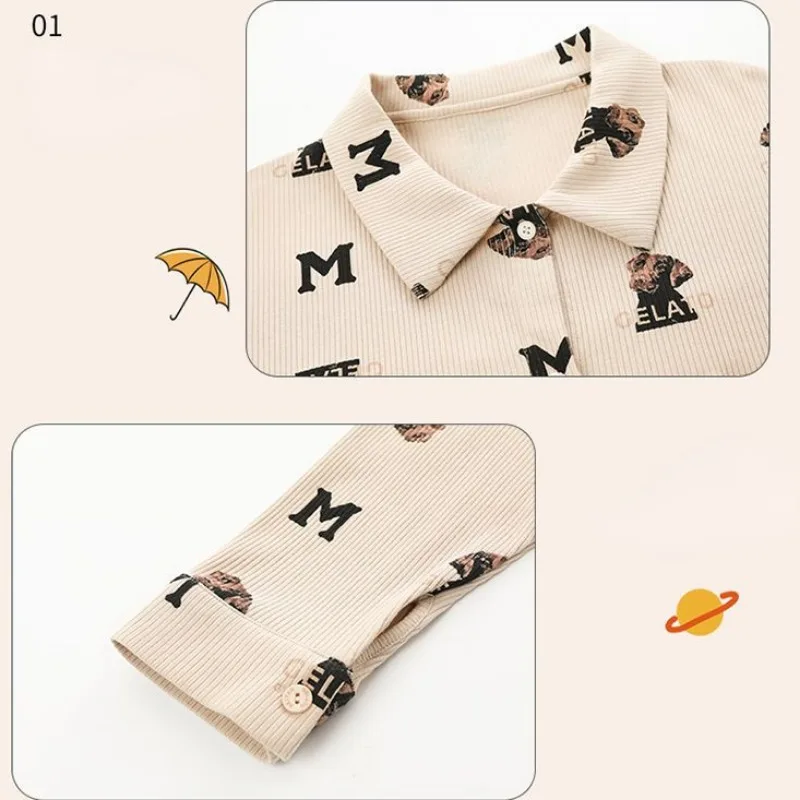 2023 New Korean Version Cotton Pajama Women Spring Autumn Long-sleeved Loungewear Cardigan Cute Nightwear Loose Homewear Set