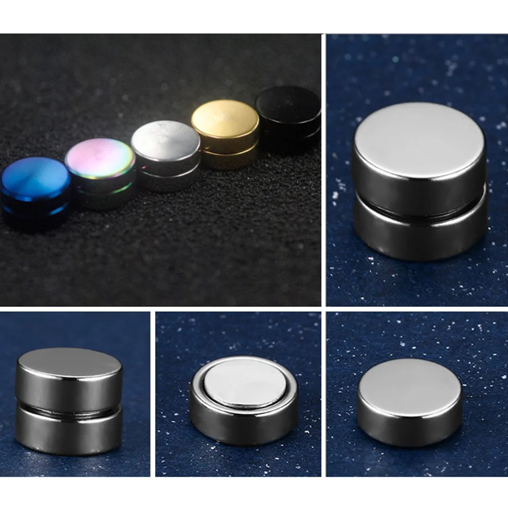 5 Pairs Magnet Ear Clip Magnetic Stud Earrings Stainless Steel for Men Metal Non Pierced