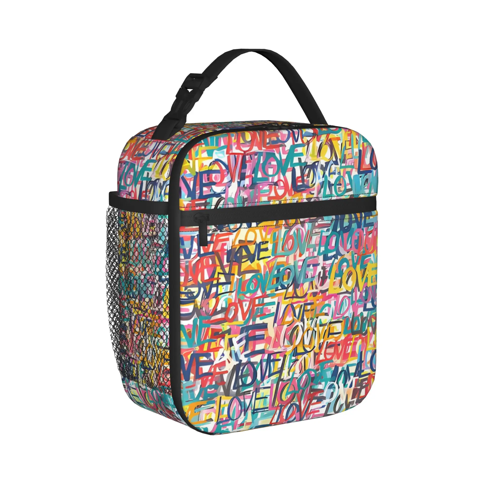 Hip Hop Popular Colorful Geometry Lunch Bag 3D Print School Lunch Box For Adult Thermal Tote Handbags Portable Zipper Cooler Bag