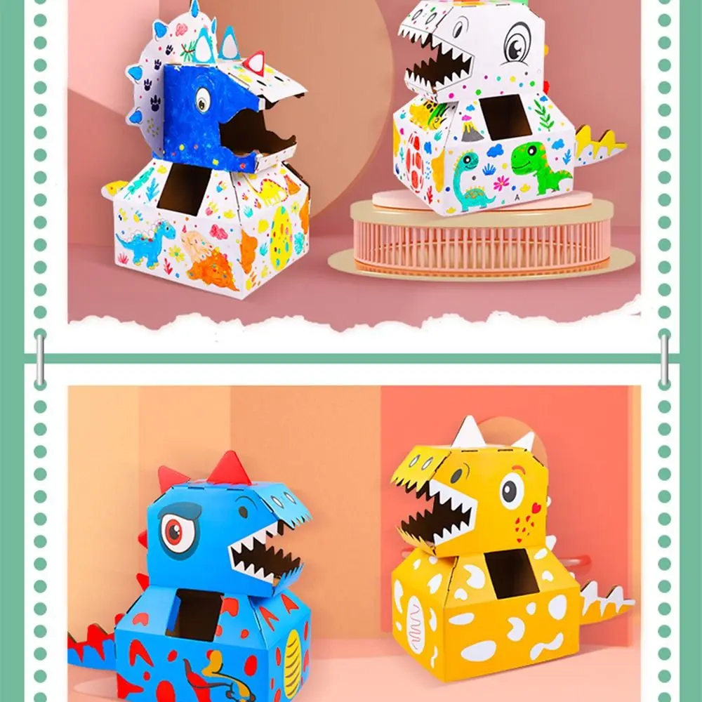 Originality Handmade Cardboard Box Dinosaur Toy Paper Animal Vibrant Colour Scheme Wearable Parent-child Interaction