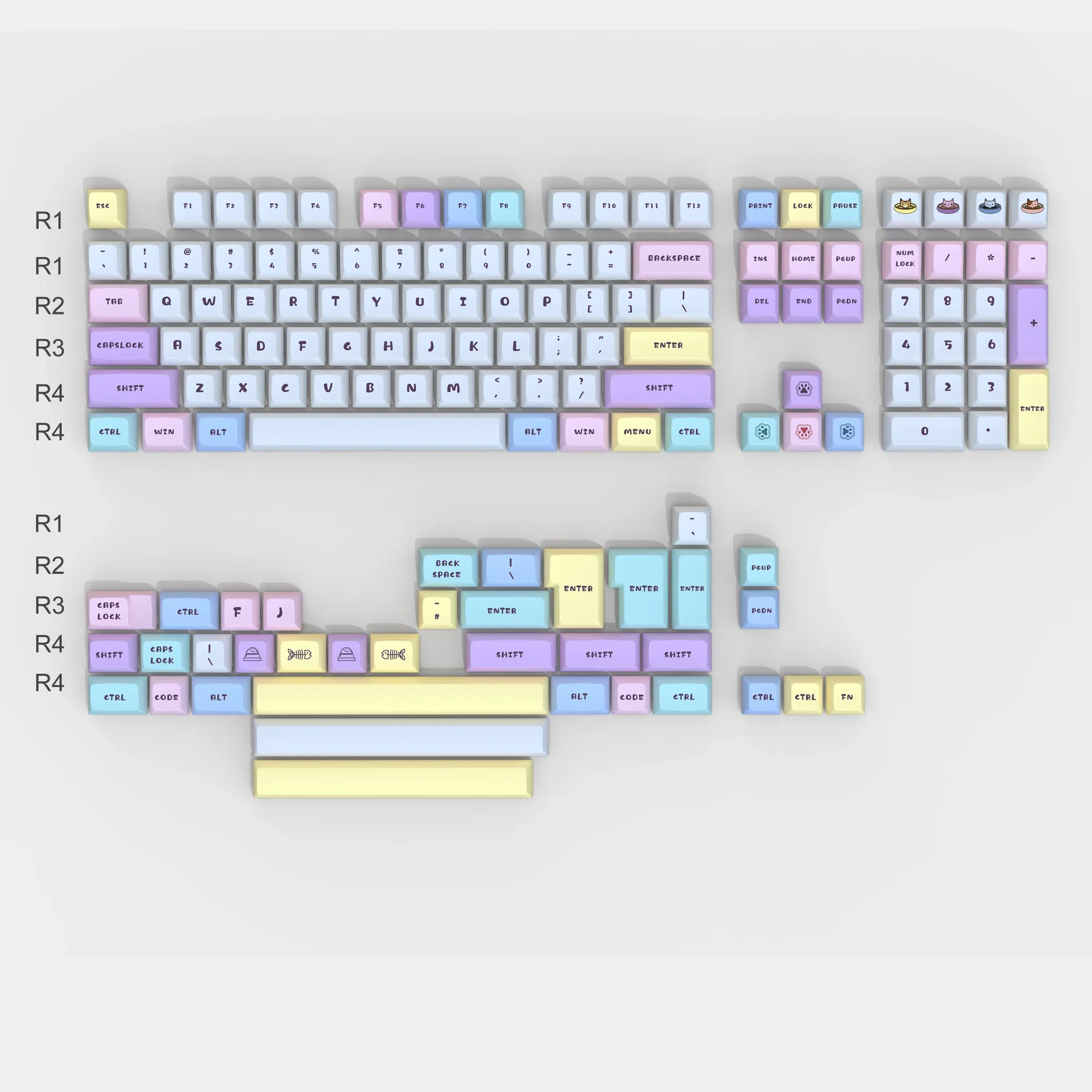 

DSA teacup cat 144 keys mechanical keyboard keycaps PBT sublimation full set