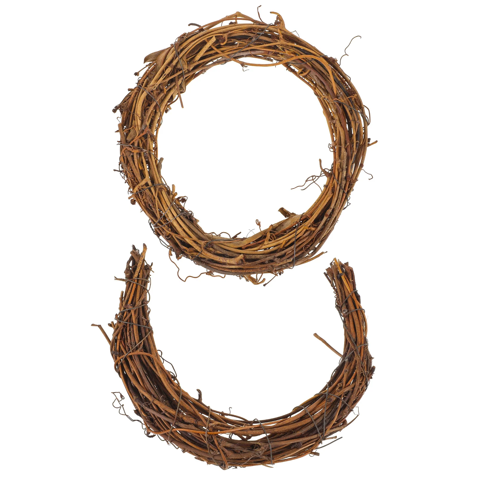 

2Pcs Floral Rattan Ring DIY Wreath Material Natural Round Frame for Christmas Decoration Dream Catcher Craft Projects