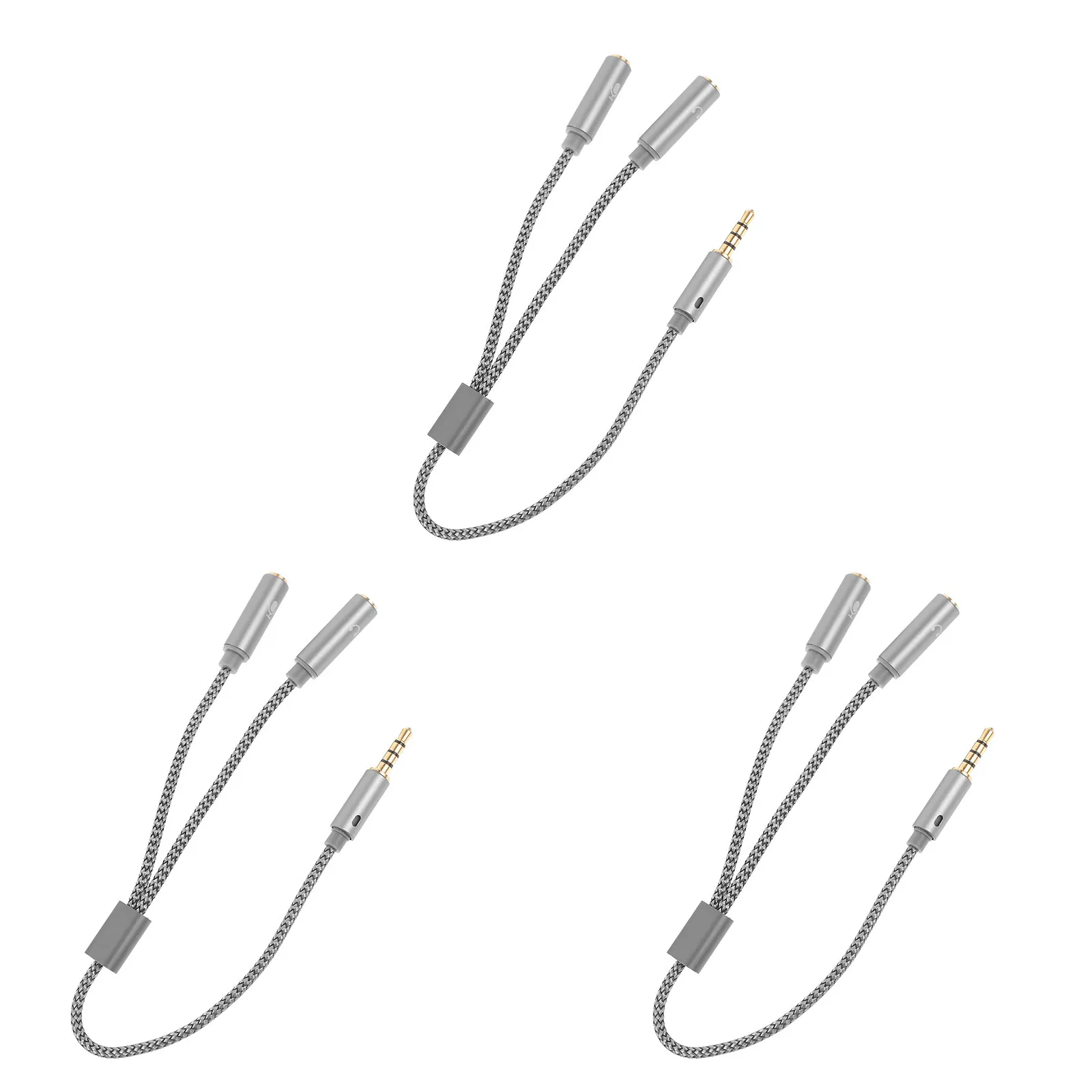 3Pcs Headphone Mic Splitter 3.5mm Audio Splitter Cable 1-to-2 Dual Output for Phone Computer Simultaneous Use Stylish Minimalist