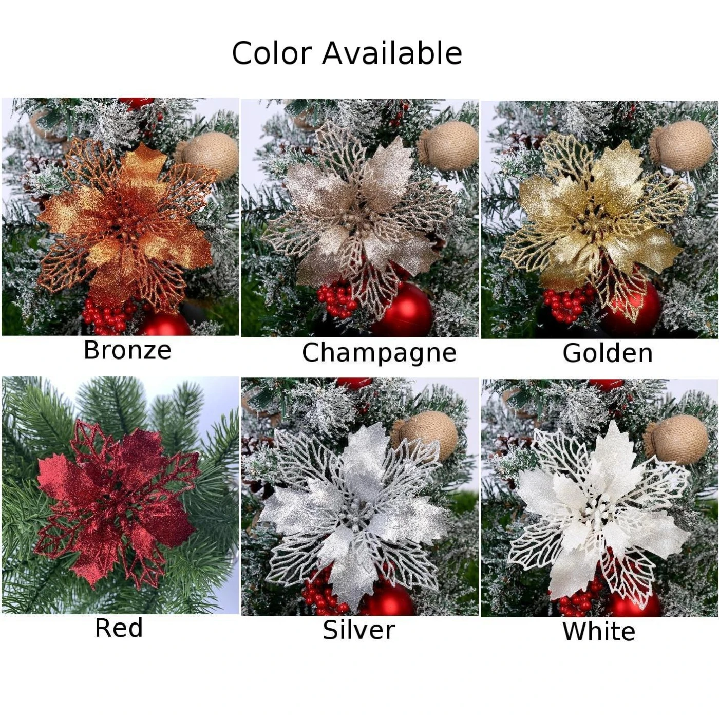 9cm Artificial Flowers Christmas Tree Hanging Pendant Hollow Simulated Flower Christmas Decoration For Home Party New Year 2025