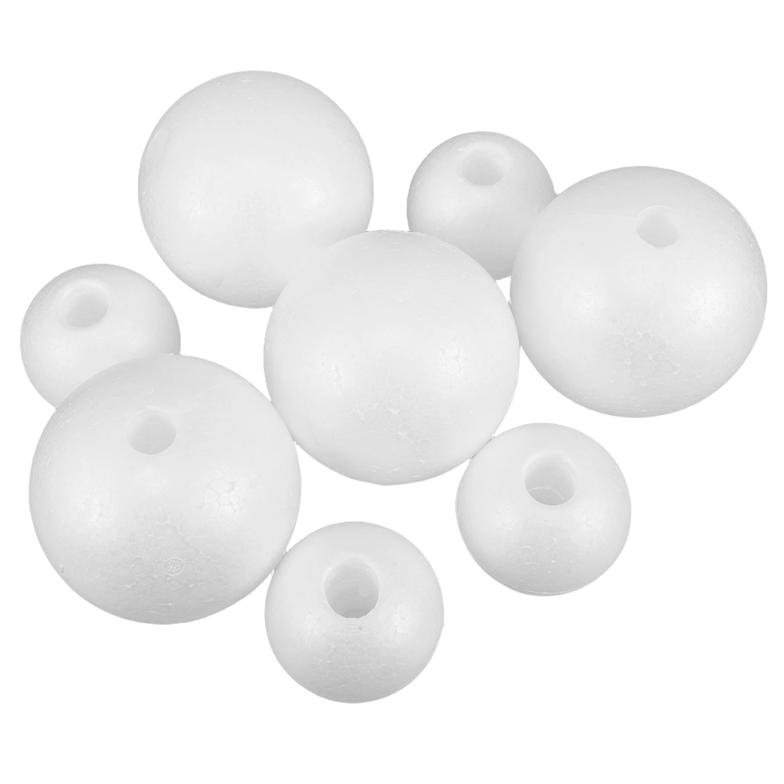 

8Pcs White Polystyrene Foam Balls Round Pre Drilled Craft Spheres DIY Handmade Ornaments Floral Arrangements Decorations