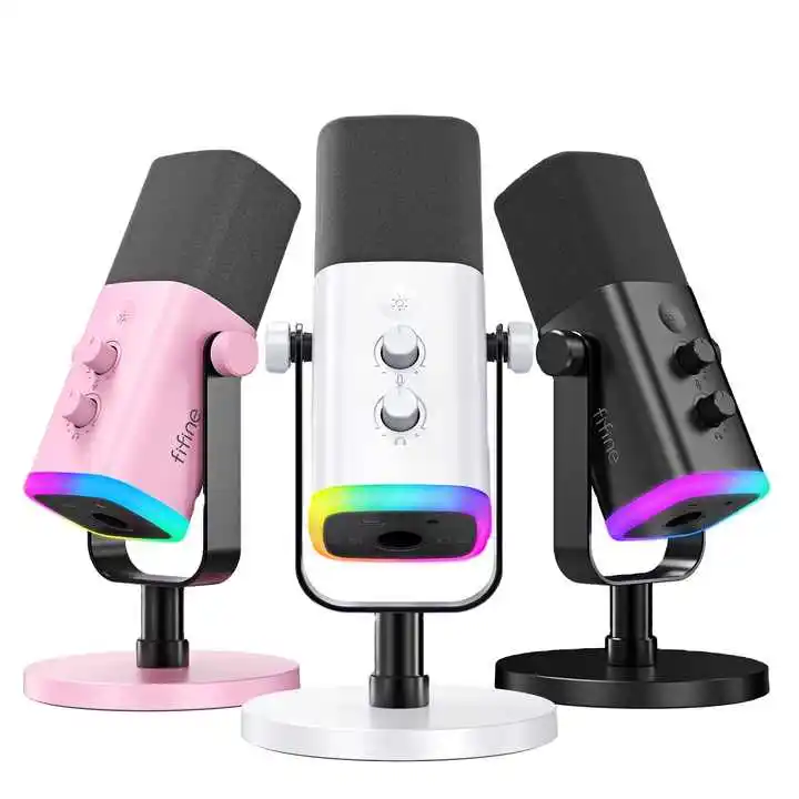 

Для Fifine AM8 Проводной игровой микрофон в реальном времени RGB Компьютерный студийный микрофон для игр