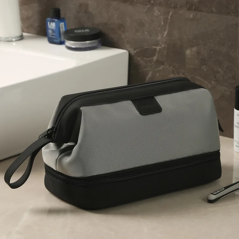 Men's Business Trip Wash Bag,High-End Dry Wet Separation Large Capacity Travel Cosmetic Bag,Waterproof Bathroom Storage Bath Bag