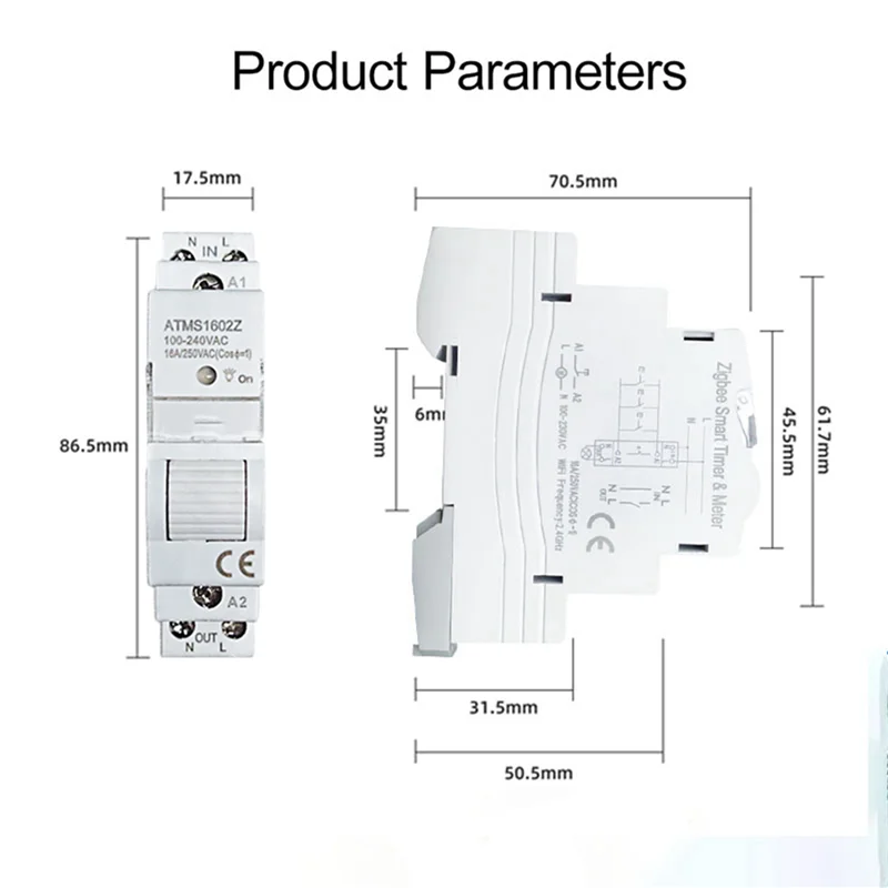【USB-C Cable】5X ATMS 1602Z Smart Switch 16A Din Rail 1P Remote Control Timing Switch Smart Wireless Switch 220V Timing Switch