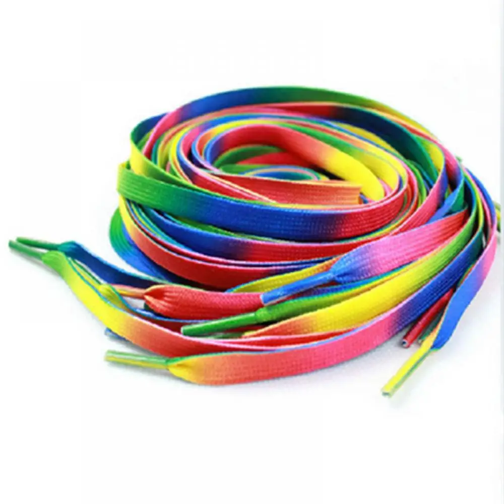 1 Pair Flat Rainbow Shoelaces for Sneakers AJ1 Shoelace High-top Canvas Casual Shoe Laces No Elasticity Shoestrings Men Women