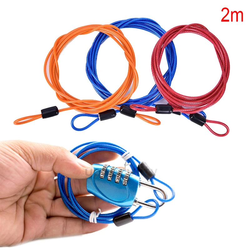 2Meters Bike Security Double Loop Cable Strong Braided Steel For Bike Chain Lock