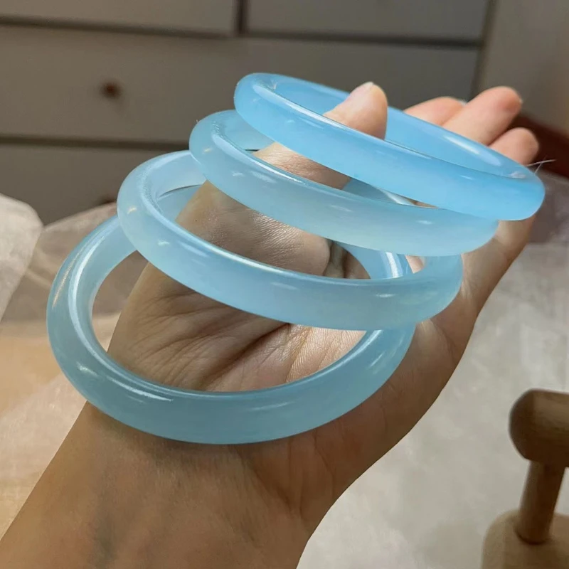 Thin Round Ancient Style Ice Seed Yu Bracelet Super Immortal Dingdang Women's Sky Blue Bracelet Bracelet