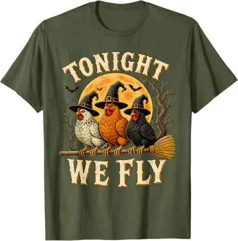 Heute Nacht fliegen wir, lustiges Hühner-T-Shirt, gruselige Saison, Bauernhof, Halloween-T-Shirt, Y2k-Humor, Bauern-Halloween-Partykleidung, grafische Bekleidung, Geschenke – Detail 7
