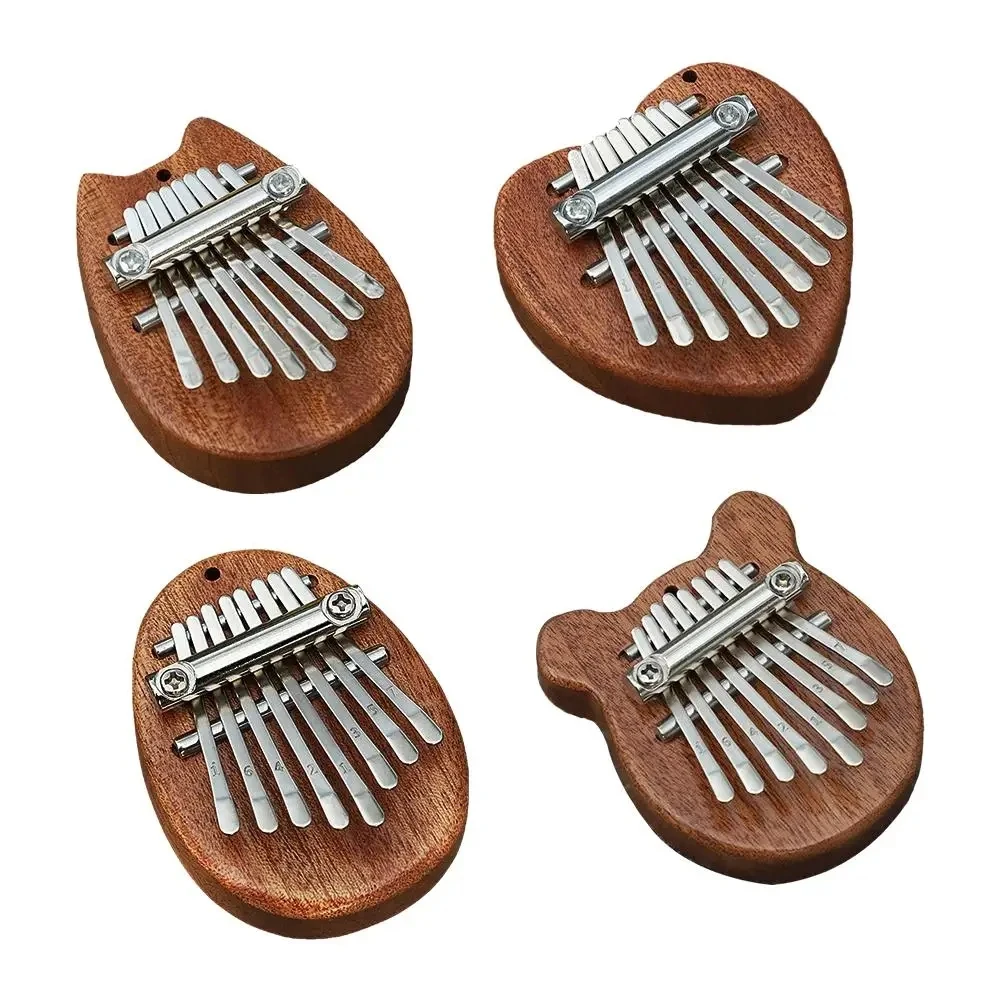 8 Tone Mini Kalimba Thumb Piano Wooden Small Wearable Musical Instrument Pendant Gift Finger Piano For Adult Kids