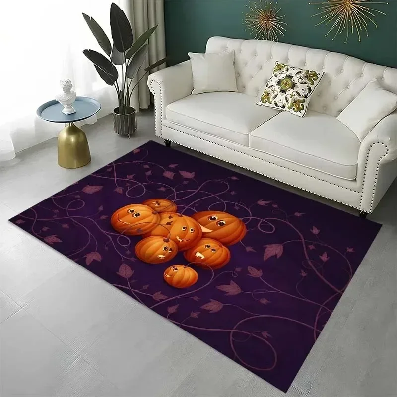 Halloween Pumpkin Carpet Living Room Bedroom Home Decorative Floor Mat Garden Kitchen Bathroom Anti-slip Mat Birthday Gift