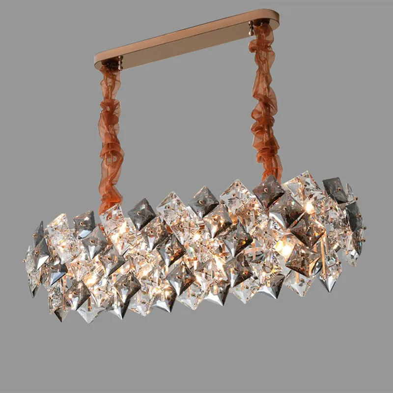 

Luxury LED Square Crystal Round Chandelier Lustre Lighting Hanging Lamps Suspension Luminaire Lampen For Foyer