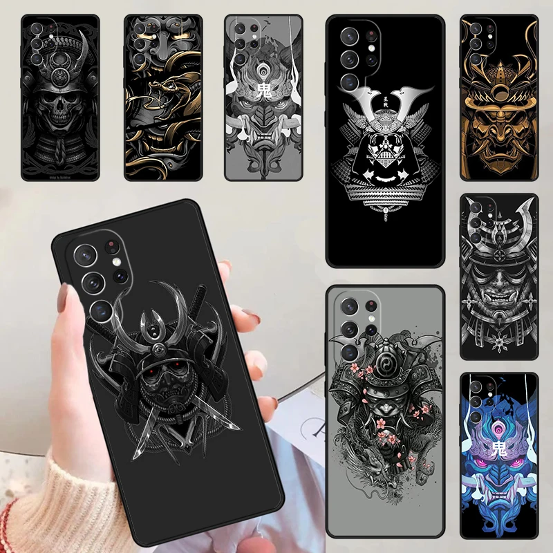 Samurai Japanese Warrior Mask Helmet Phone Cases For Samsung Galaxy S23 S20 FE S21 S22 Ultra Note 20 S9 S10 Note 10 Plus Cover