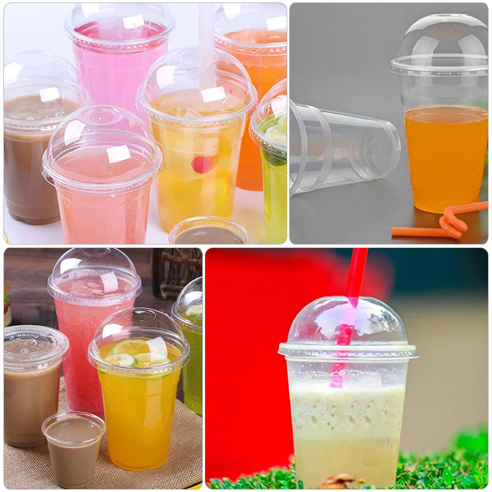 40/50pcs 460/600ml Disposable Transparent Plastic Cups Milk Tea Juice Cold Drink Smoothie Beverage Cups With Lids