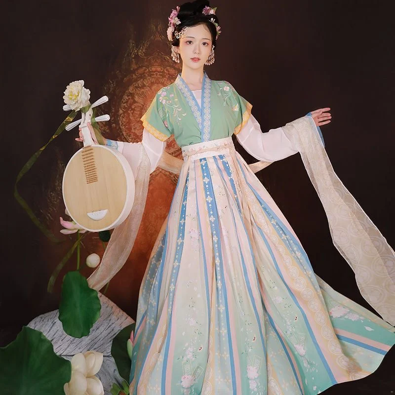 Hanfu Xunzi Half Sleeve Waist Hanfu Female China Traditional Han Element Antique Pleated Skirt Spring and Summer Women's Wear