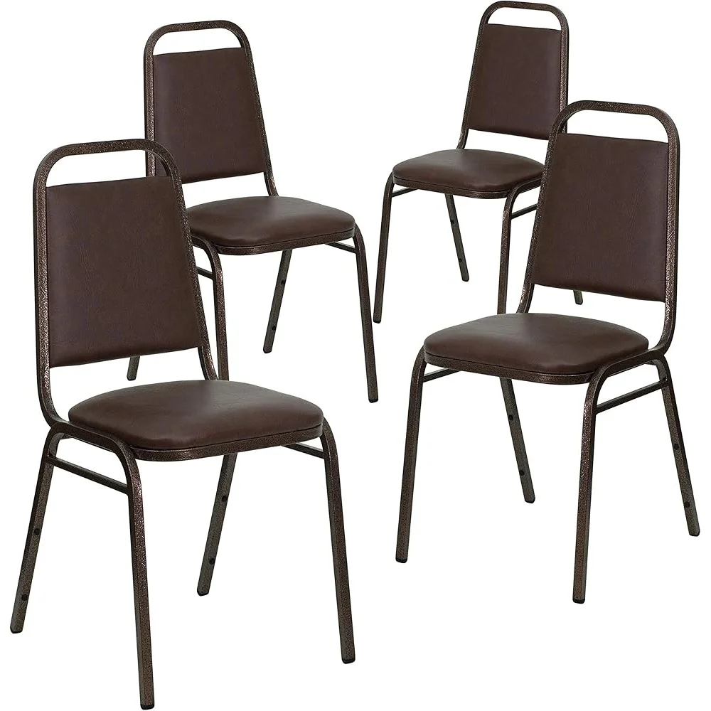 4 Pack Commercial Grade Stackable Banquet Chairs Upholstered Trapezoidal Back Durable Event Seating Conference Room