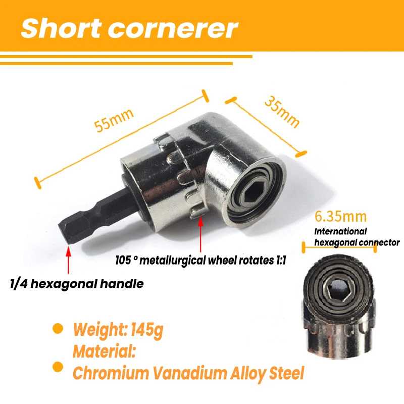 180 Degree Turning Screwdriver Direction Change Device Angle Drill Adapter And Screwdriver Bits Changer Joint Turning Corner