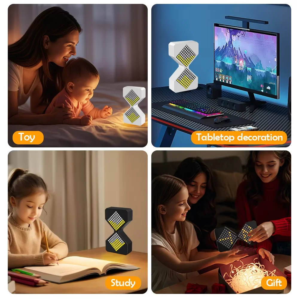 Clessidra elettronica digitale a LED Luce notturna per dormire con timer di rilevamento della gravità Timer elettronico fai-da-te per la decorazione della casa della stanza