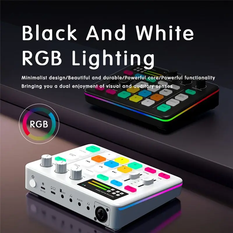 AY14 -Audio Mixer G1 Tuner Gaming Computer Sound Card RGB Lighting Computer Mobile Phone Live Broadcast Recording Universal