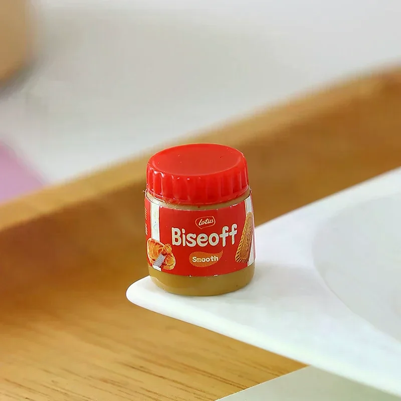 인형 액세서리에 대 한 6pcs 귀여운 미니어처 인형 집 음식 스낵 쿠키/땅콩 버터/샐러드 드레싱 병/잼 모델