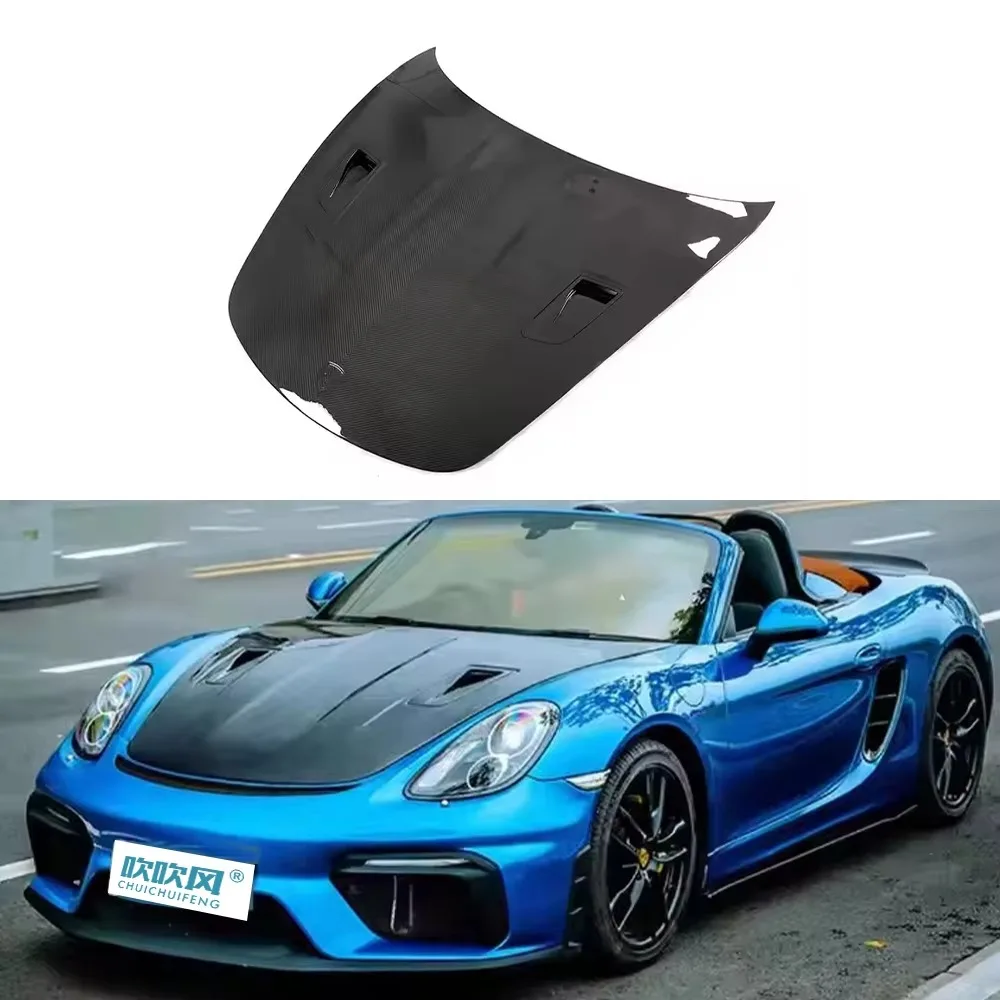 For Porsche 718 911 Cayman Boxster Genuine Dry Carbon Fiber Front Engine Hood Bonnet Hood 981 982 991 Car Accessories Trim