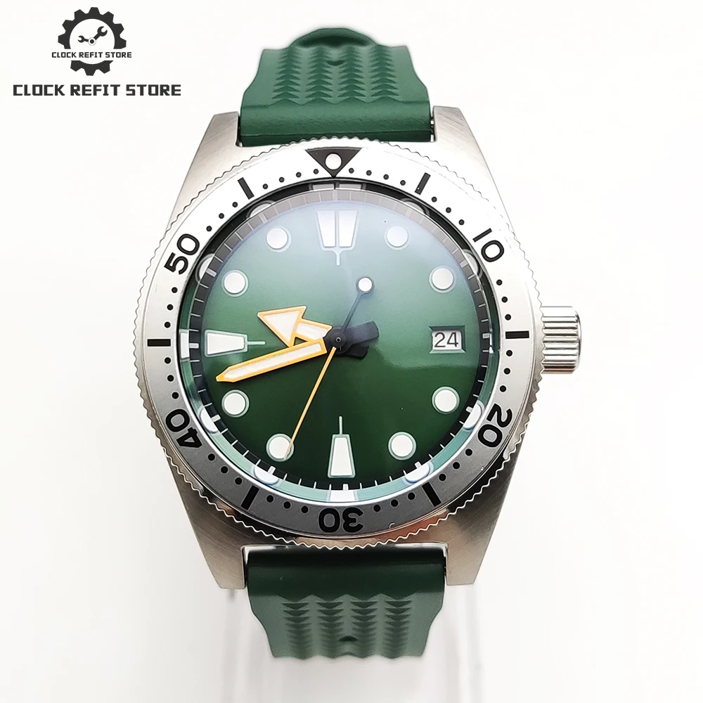 Luxury 38mm automatic men\'s mechanical AR blue film sapphire watch NH35 calibre green rubber strap