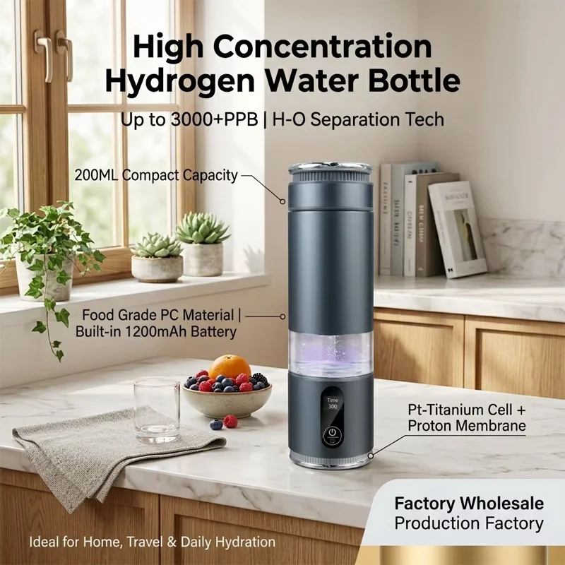 Molecular H2 Hydrogen Water Bottle SPE PEM Tech 8000PPB High Concentration Portable Hydrogen Water Ionizer Maker CE
